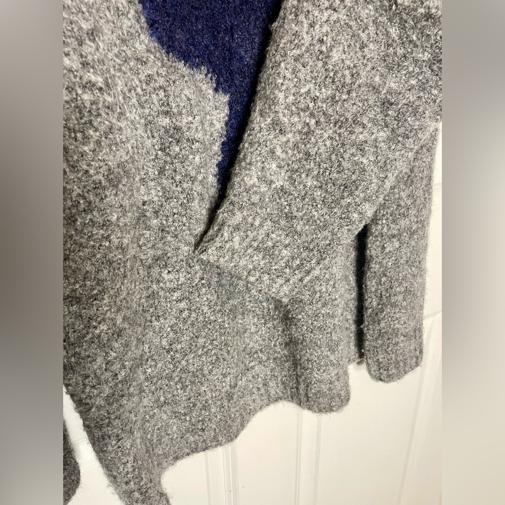 CIDER Navy Cat Sweater Grey Fuzzy Knit Graphic Cozy Oversized L Wool Blend - Picture 7 of 9